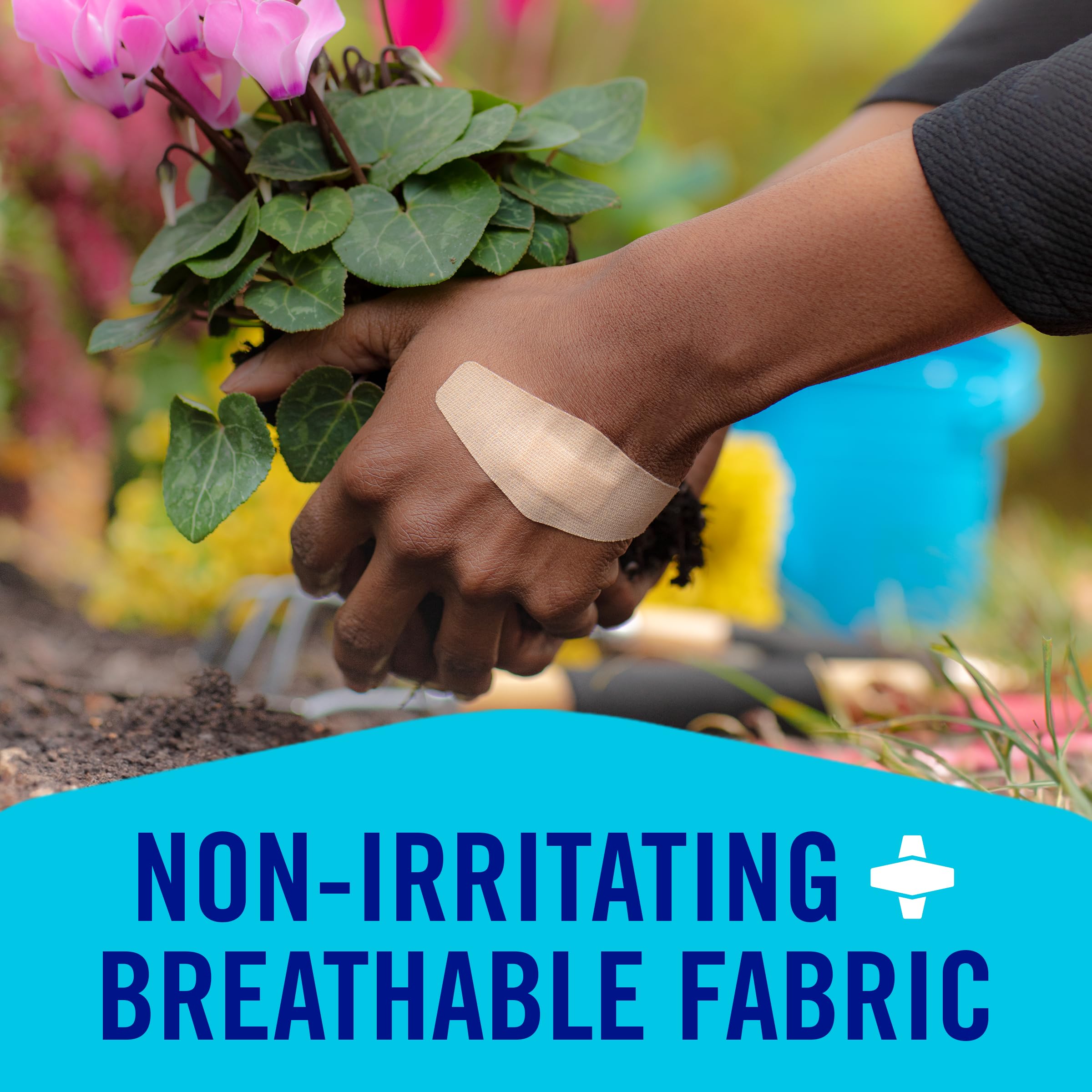 Nexcare Duo Bandages, Painless Removal, Strong Adhesive Bandages Stay on for 24 Hours, Flexible Fabric Construction - 40 Pack Assorted Sizes - Image 7