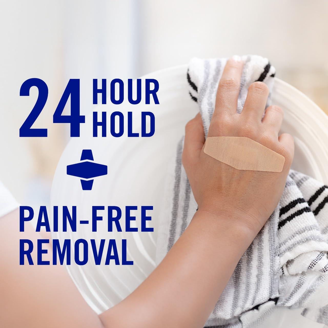 Nexcare Duo Bandages, Painless Removal, Strong Adhesive Bandages Stay on for 24 Hours, Flexible Fabric Construction - 40 Pack Assorted Sizes - Image 8