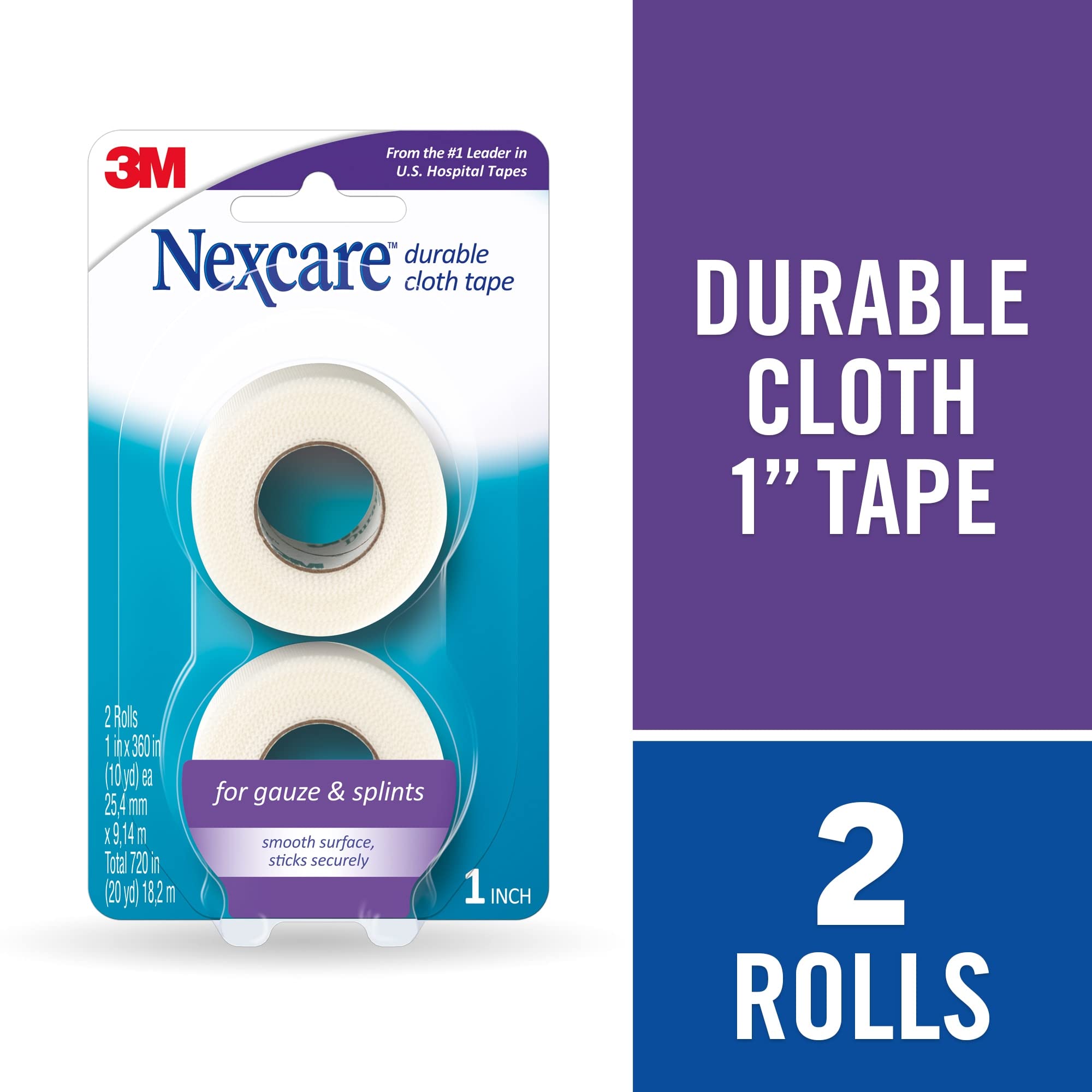 Nexcare Durable Cloth Tape, Woven Tape, Securely Holds Bulky Wound Dressing - 1 In x 10 Yds, 2 Rolls of Tape - Image 4
