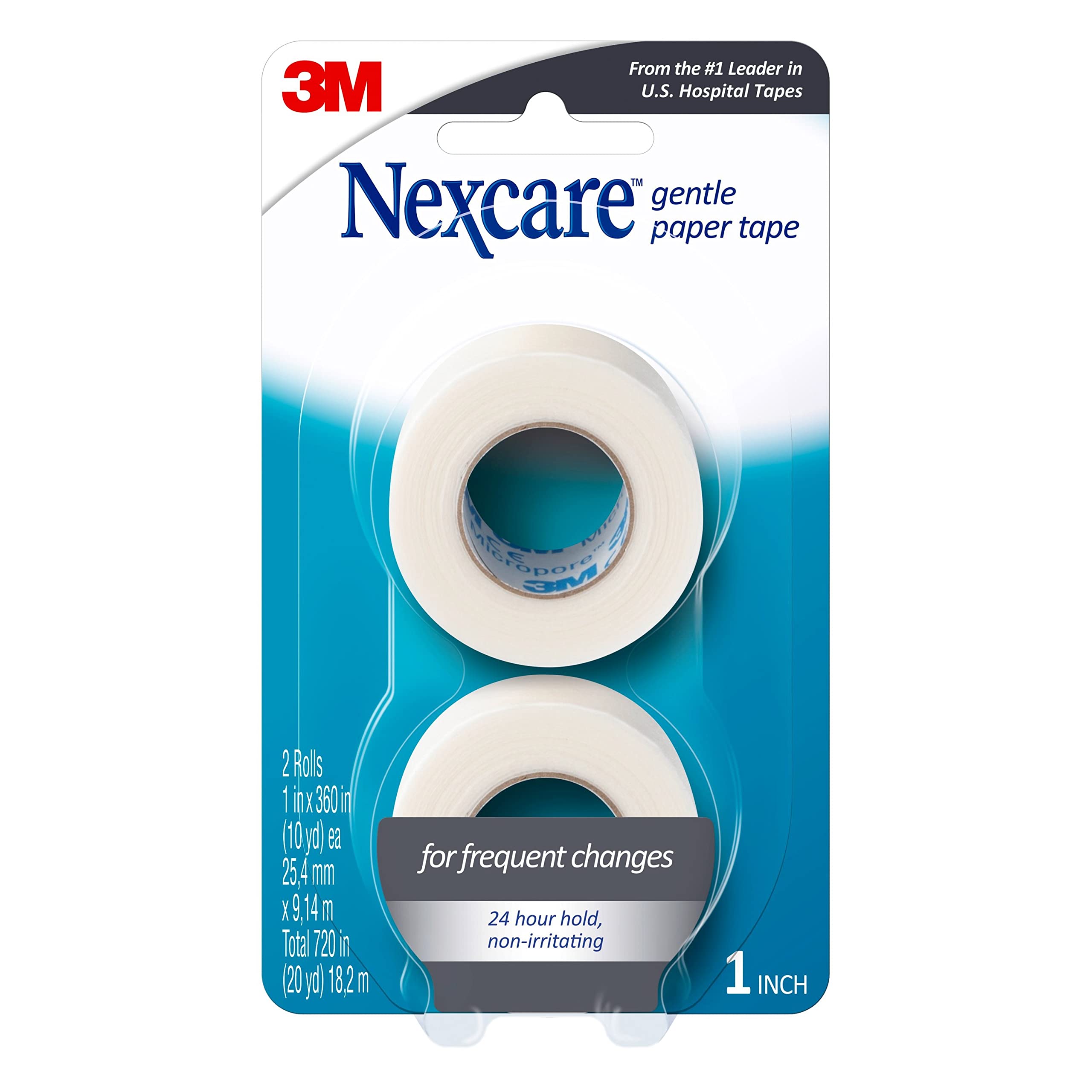 Nexcare Gentle Paper Tape, Medical Paper Tape, Secures Dressings and Lifts Away Gently - 1 In x 10 Yds, 2 Rolls of Tape - Image 3