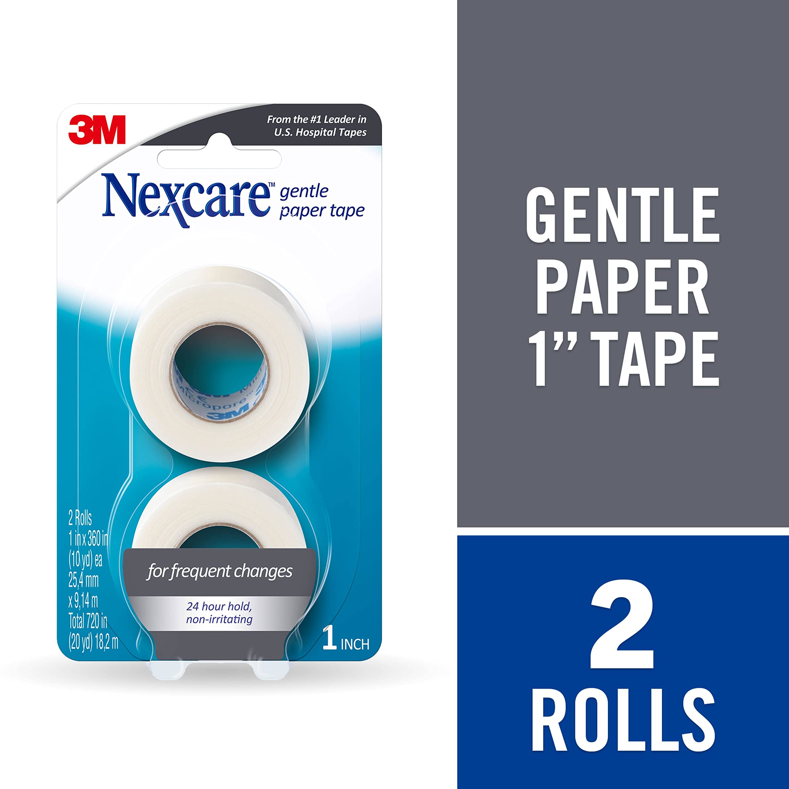 Nexcare Gentle Paper Tape, Medical Paper Tape, Secures Dressings and Lifts Away Gently - 1 In x 10 Yds, 2 Rolls of Tape - Image 4