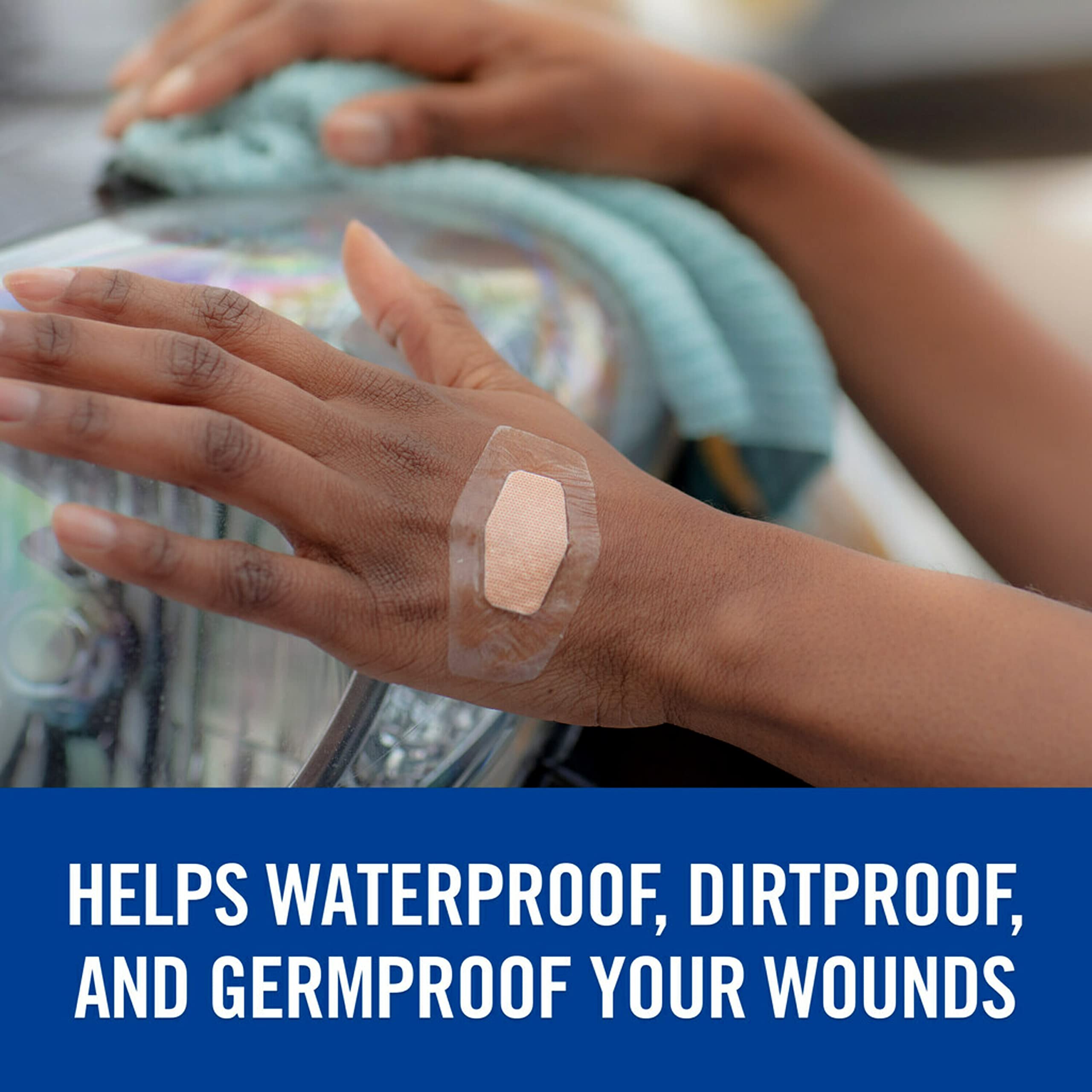 Nexcare Max Hold Waterproof Bandages, Stays On for 48 Hours, Flexible Bandages for Fingers, Knees and Heels - 60 Pack Clear Waterproof Bandages - Image 3