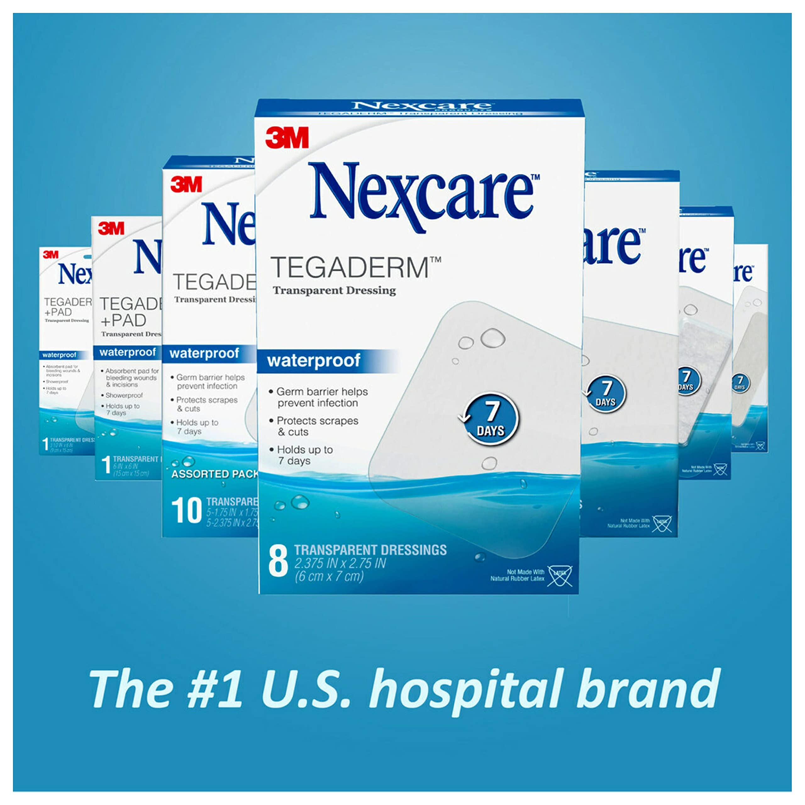 Nexcare Tegaderm + Pad Transparent Dressing, Clear Breathable Dressing Holds Fast for 7 Days, Waterproof for Safe Bathing - 5 Dressings - Image 8