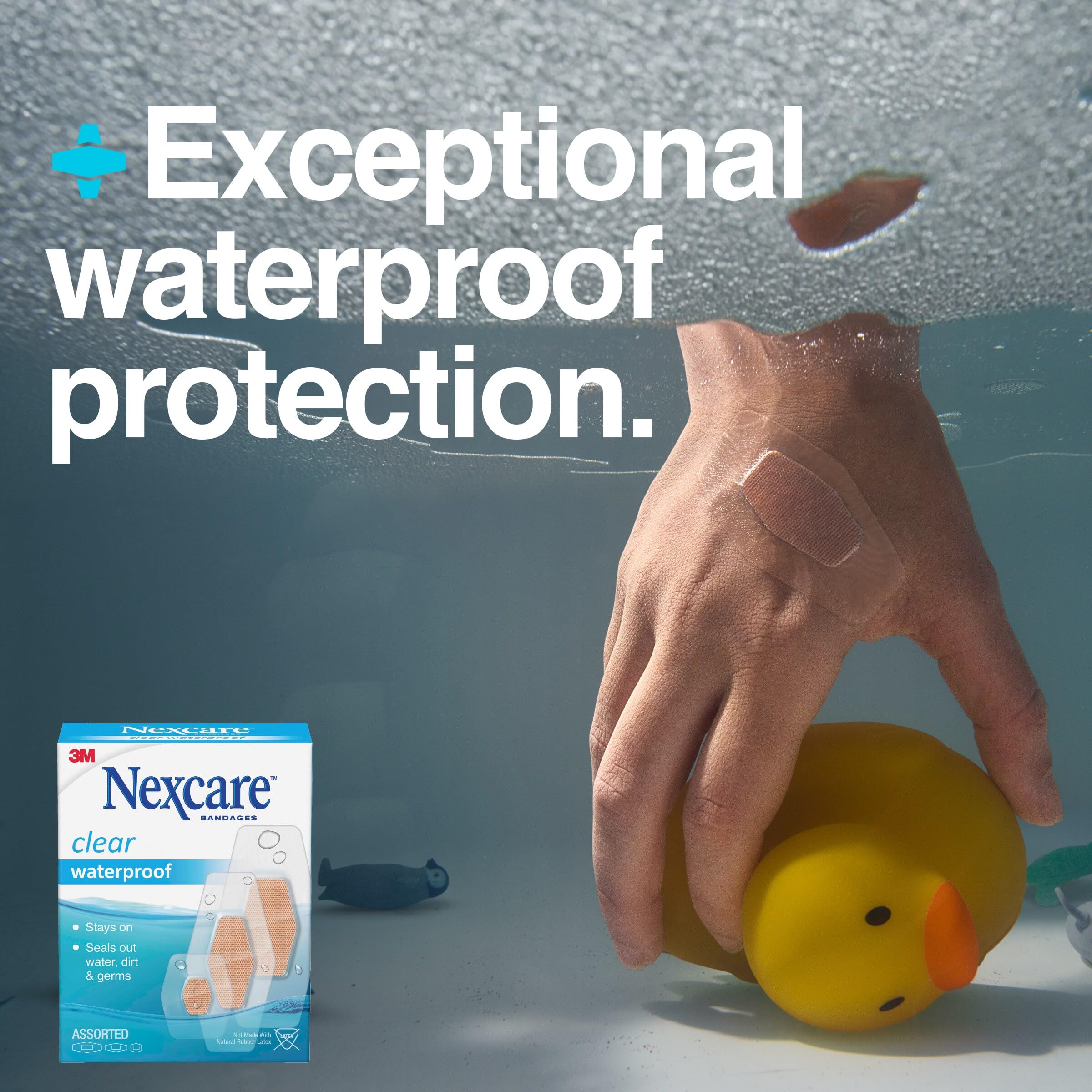Nexcare Waterproof Clear Bandages For Knee And Elbow, Stays On Skin In The Bath, Shower Or Pool, 2.38 x 3.5 in, 30 Count - Image 9